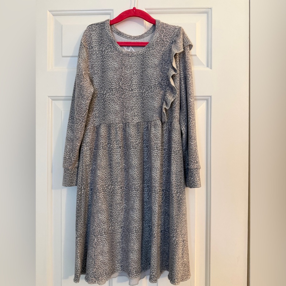 Chaser Gray Leopard Print Kids Dress